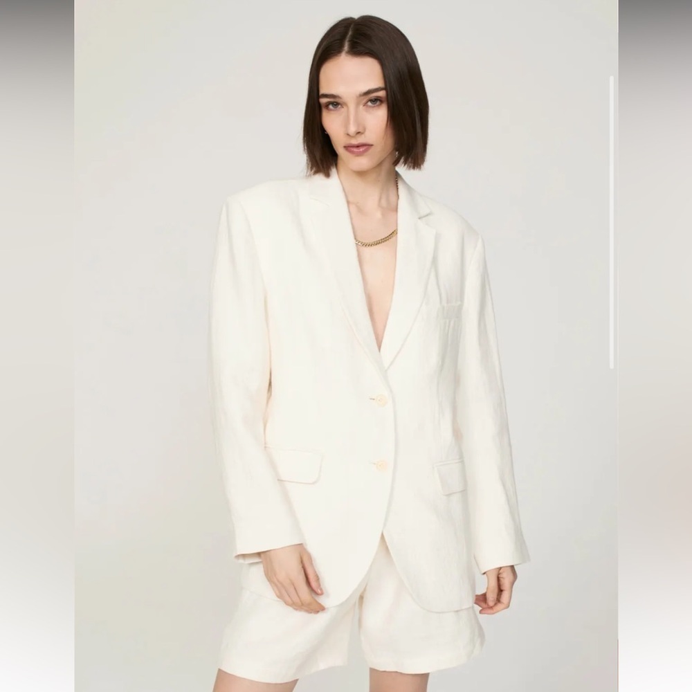 Anine Bing Quinn Linen Blazer | Cream | Size S